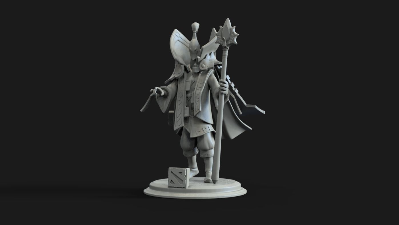 Rubick statue of knight with spear 3D print model_3