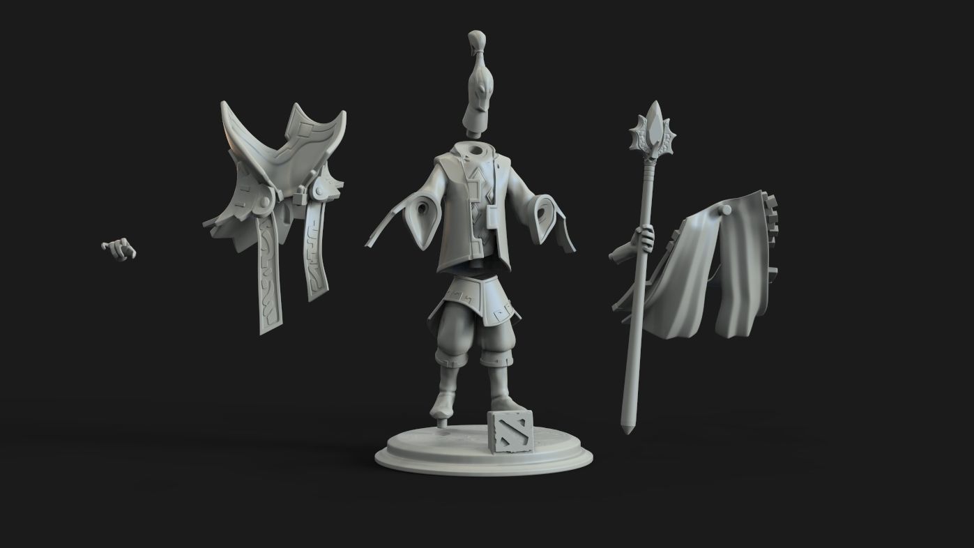 Rubick statue of knight with spear 3D print model_2