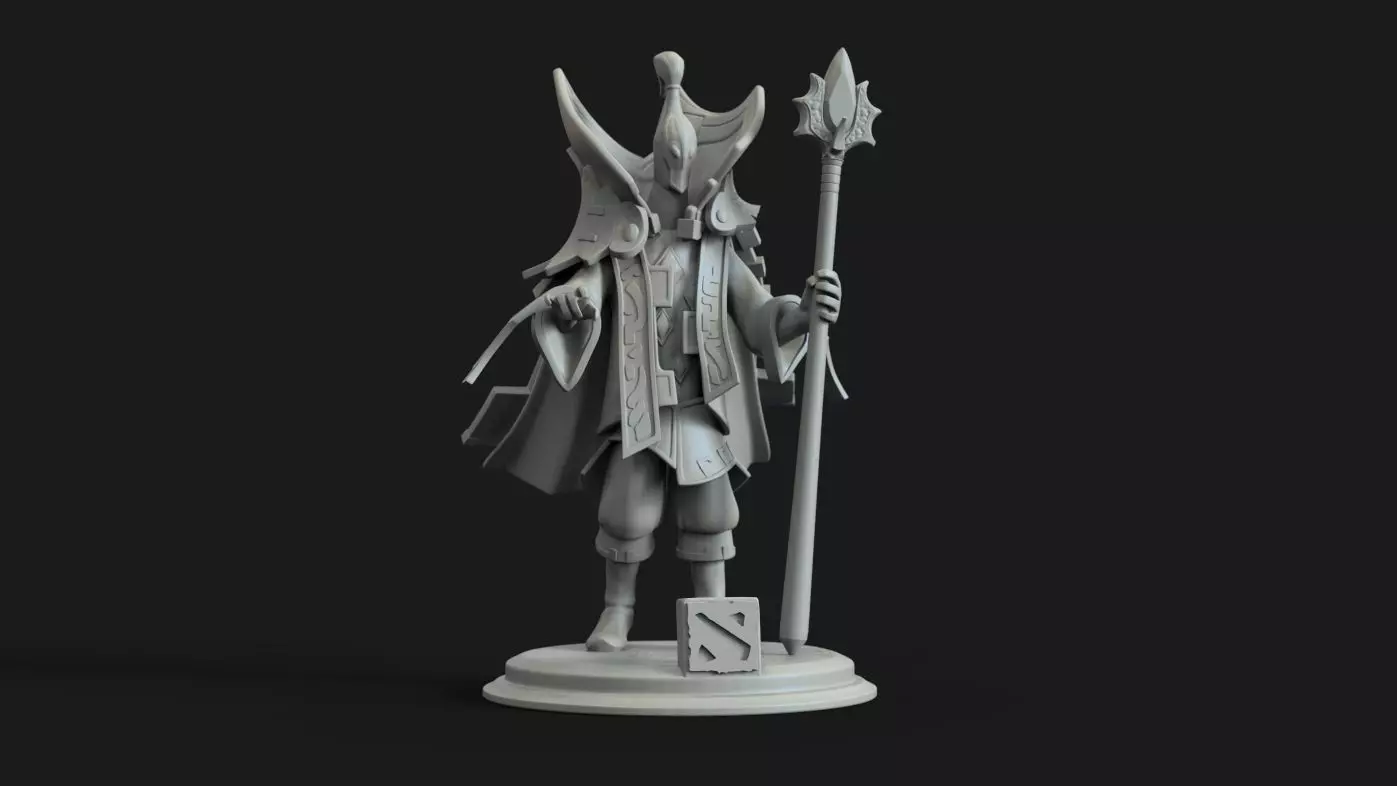Rubick statue of knight with spear 3D print model_0