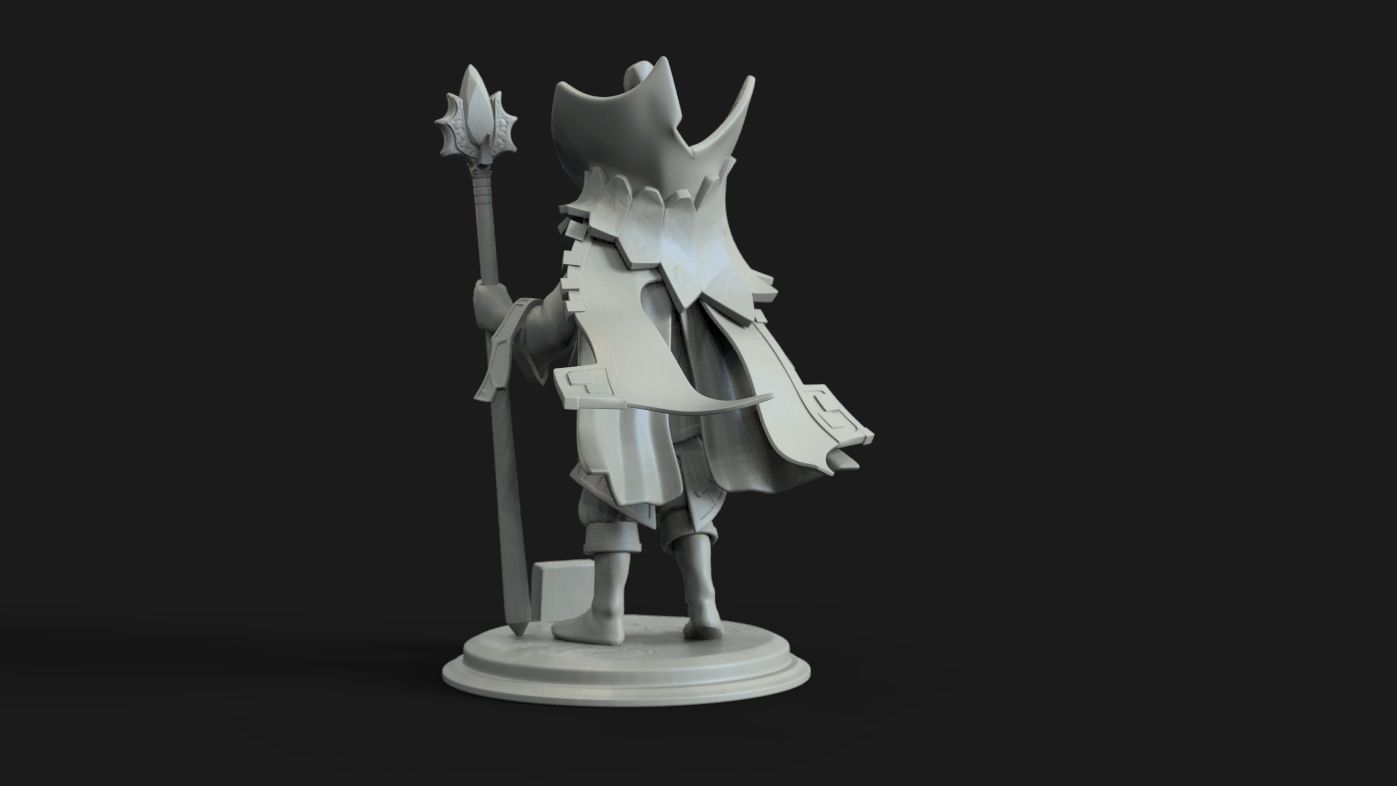 Rubick statue of knight with spear 3D print model_1