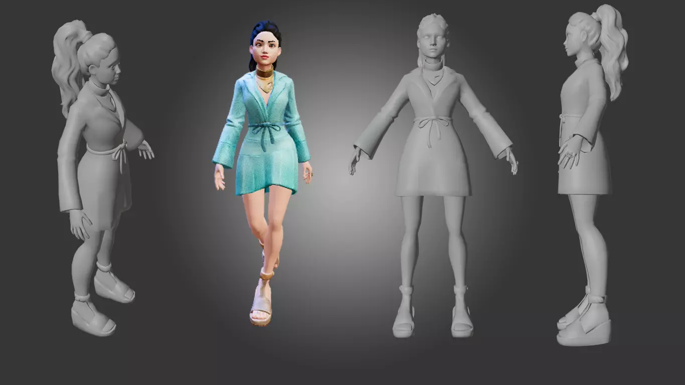 Stylized Girl Character Model Low-poly 3D model