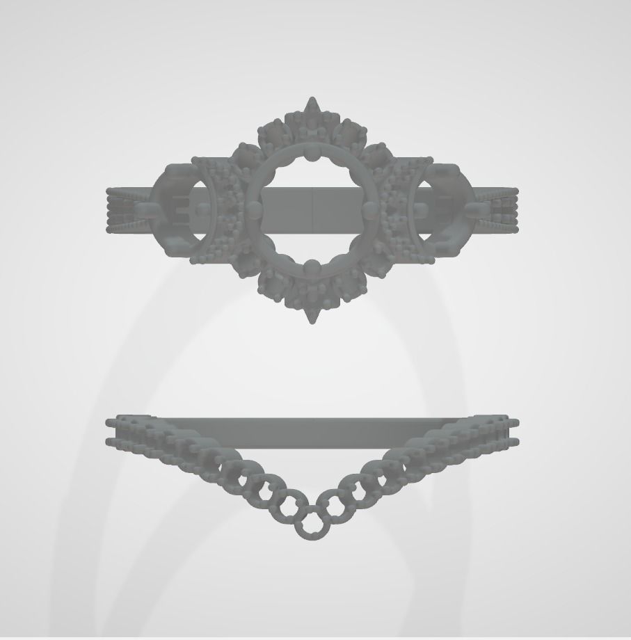 engagement ring with matching band 3D print model_12