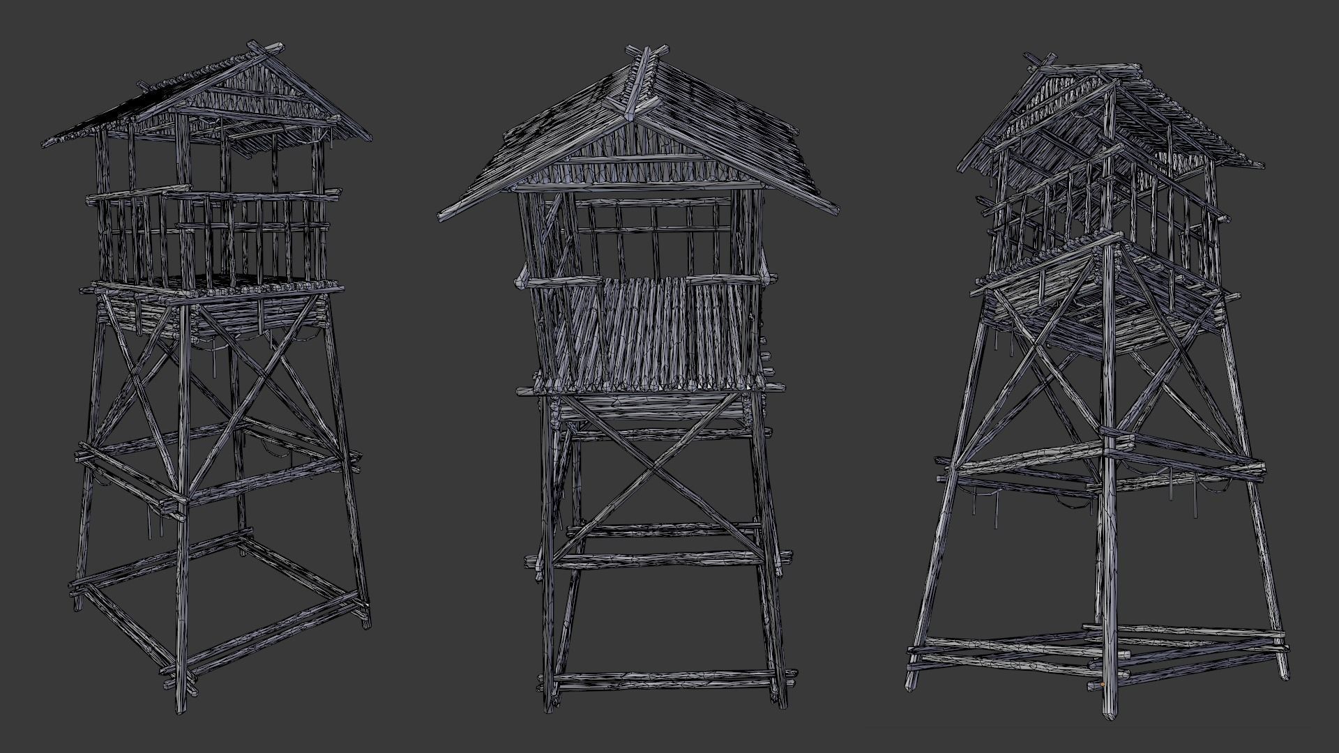 WATCHTOWER SCOUT TOWER FORT FORTRESS CASTLE WALLS AAA NEXTGEN Low-poly 3D model_7