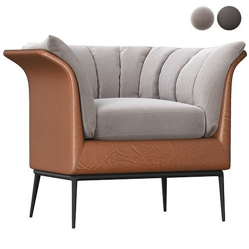  Amura Buttercup Armchair in Warm Brown by Luca Scacchetti Low-poly 3D model