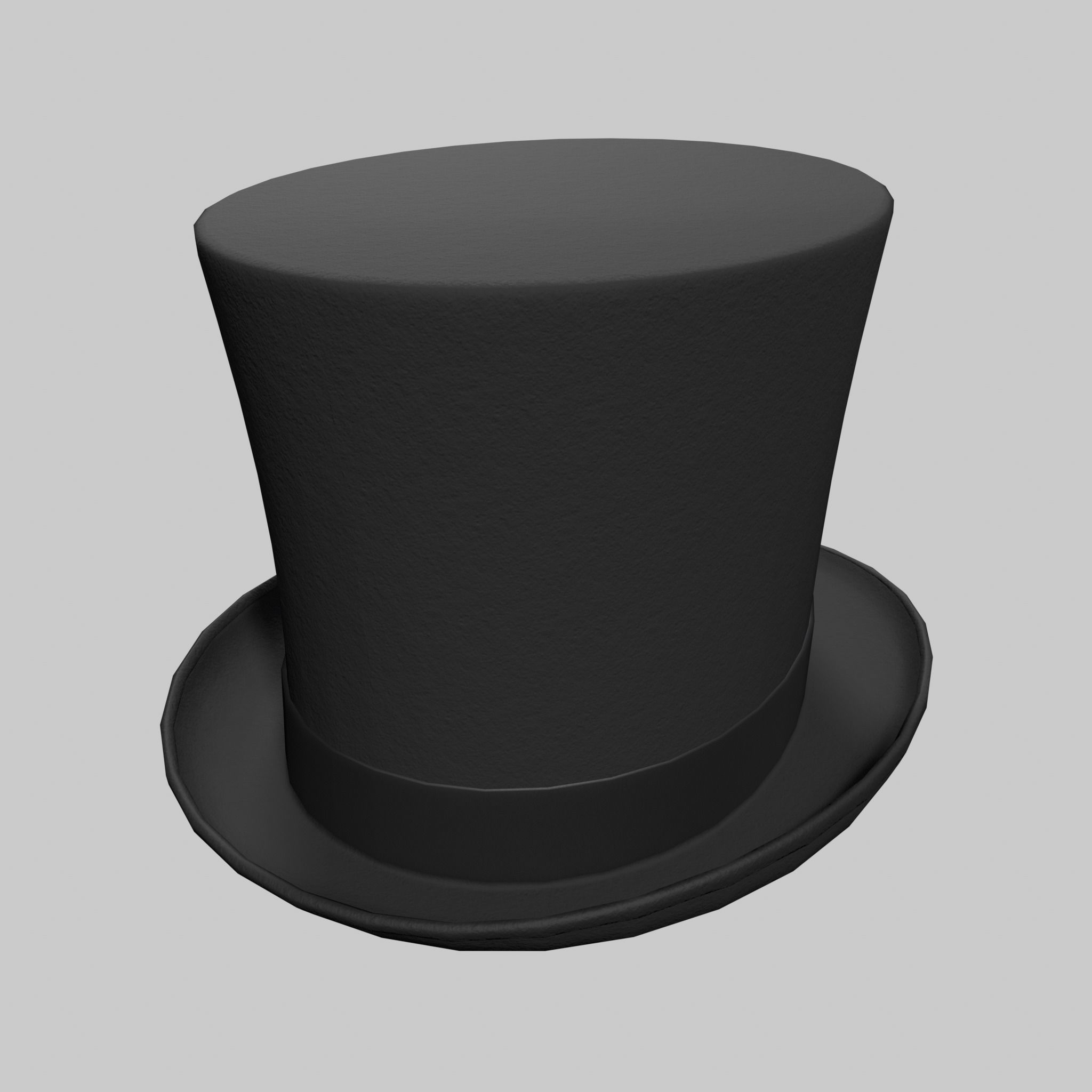 Top Hat Black Classic Low-poly 3D model_9