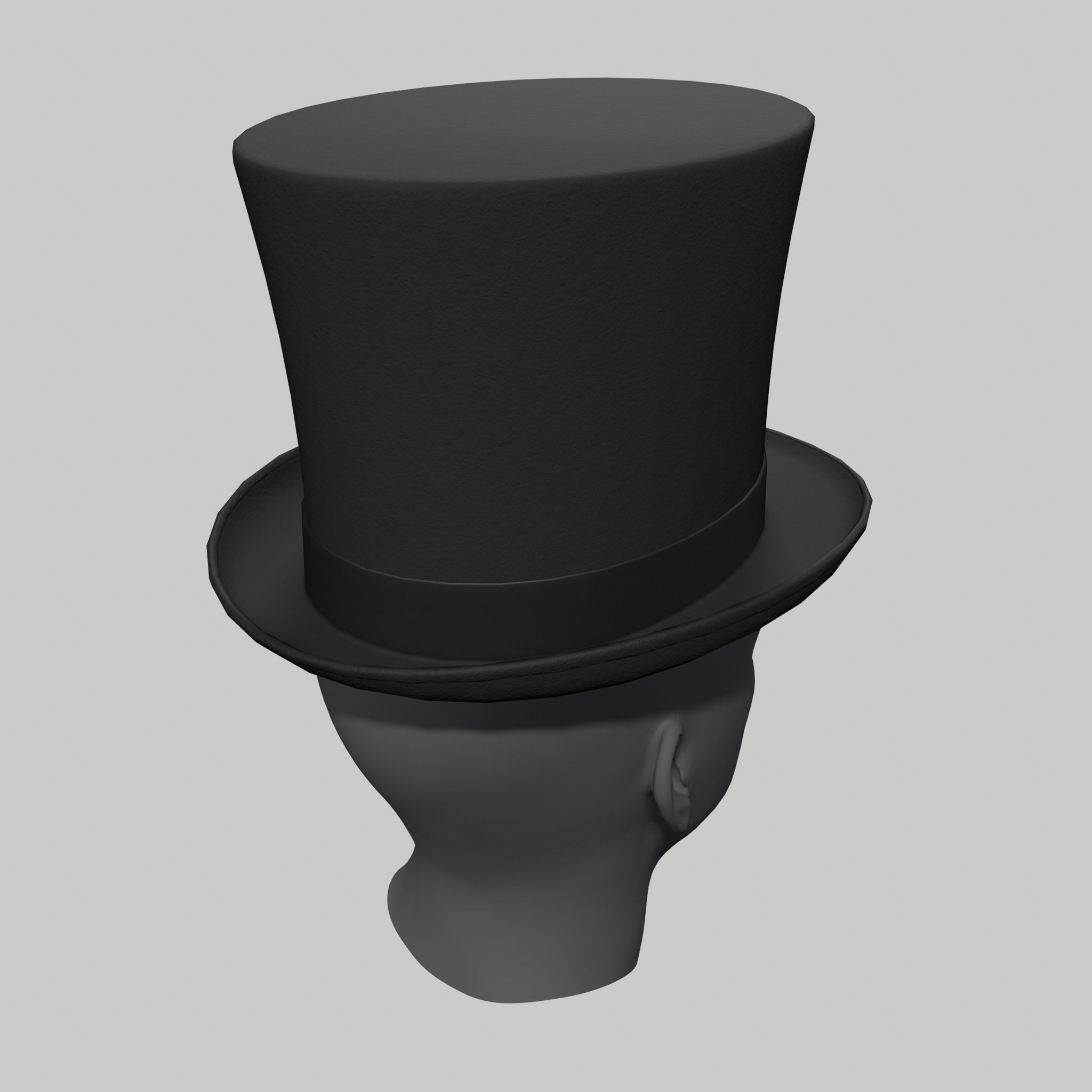 Top Hat Black Classic Low-poly 3D model_3