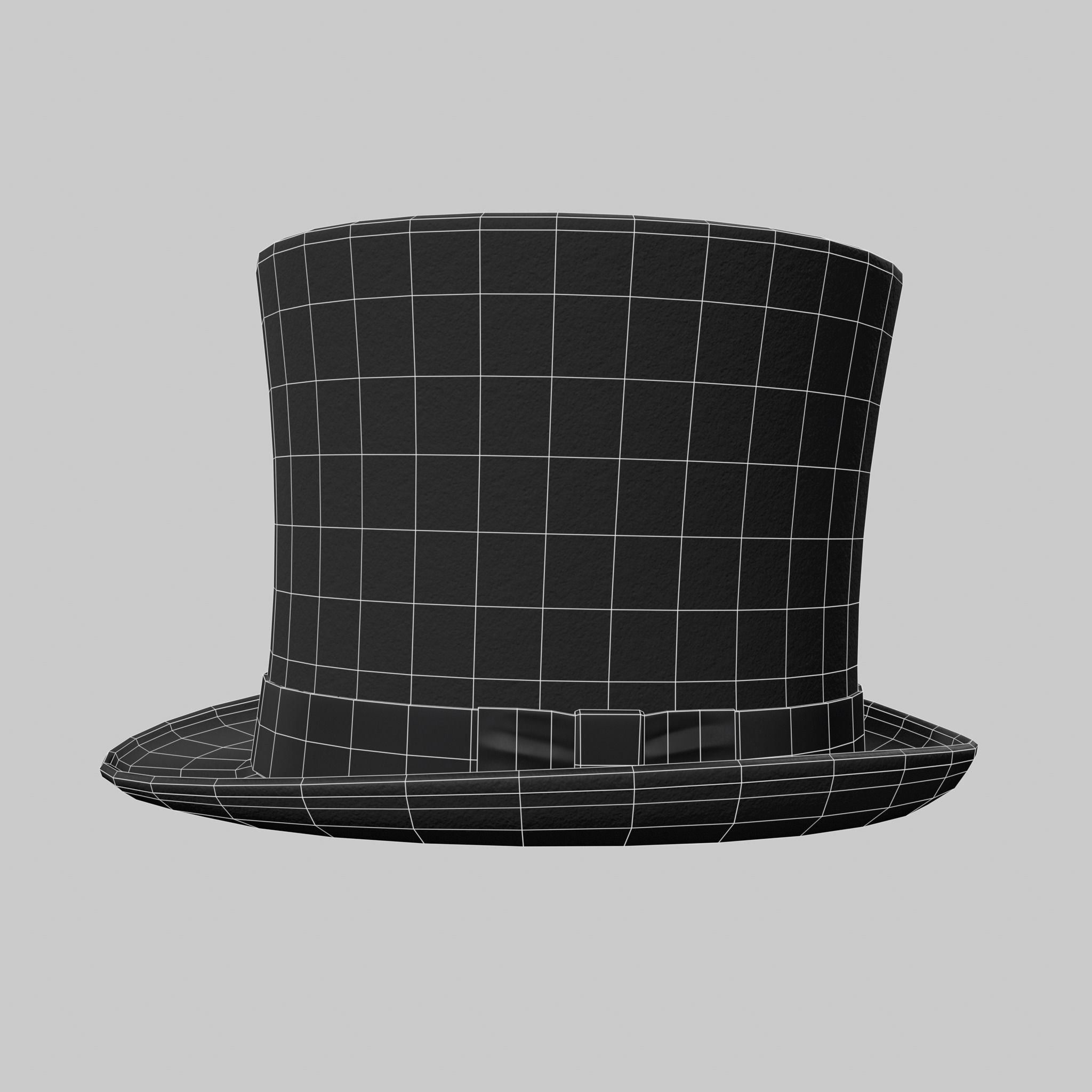 Top Hat Black Classic Low-poly 3D model_8