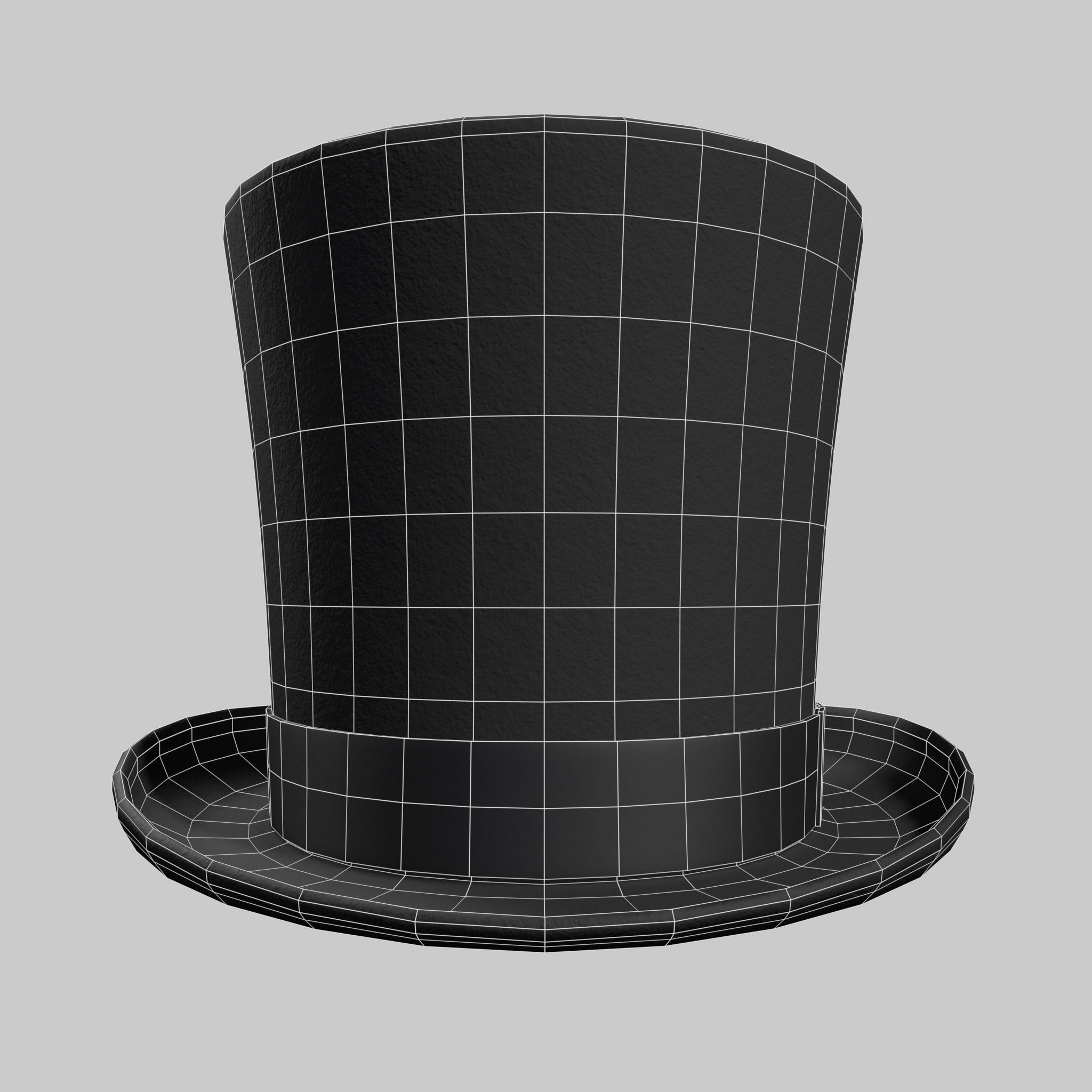 Top Hat Black Classic Low-poly 3D model_6