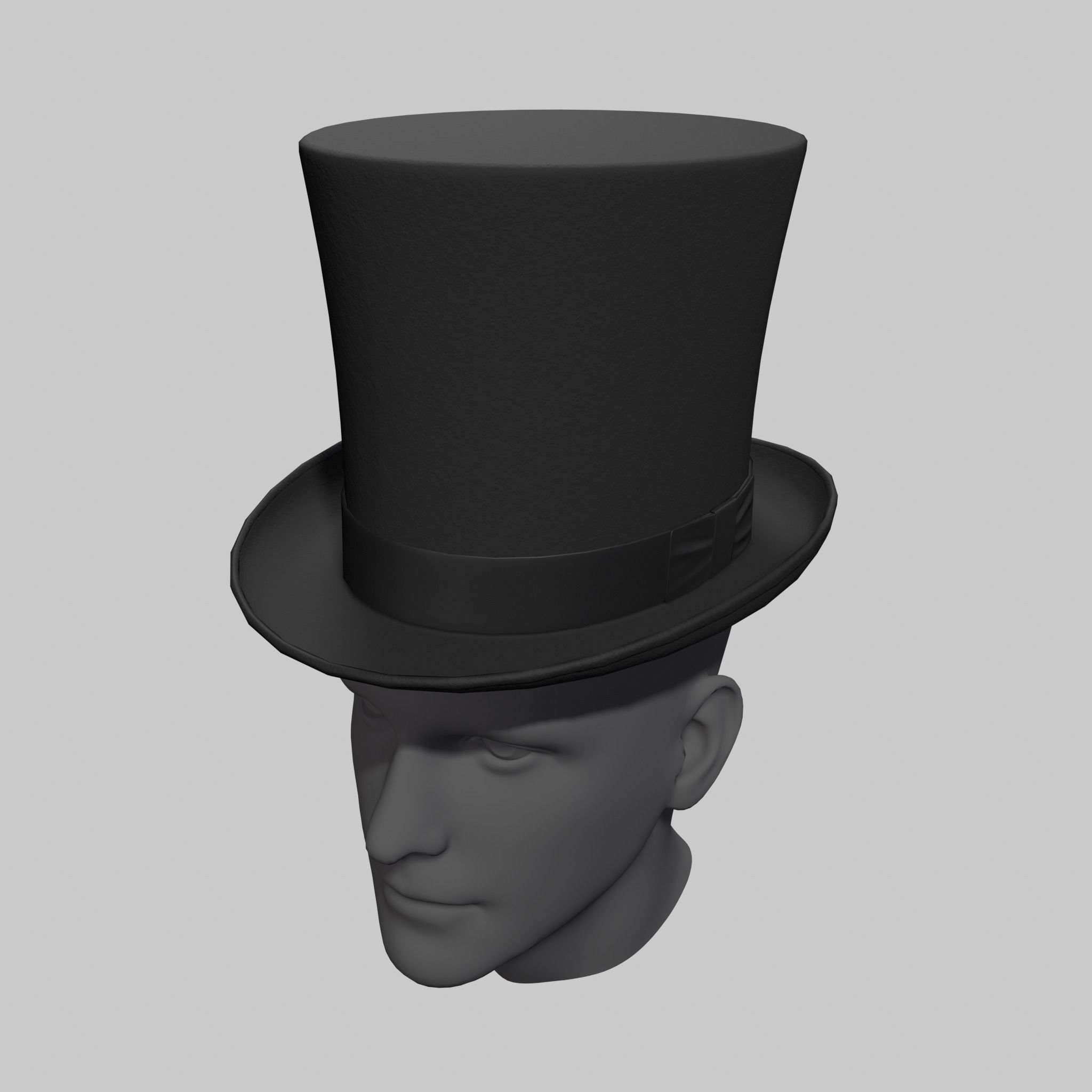 Top Hat Black Classic Low-poly 3D model_2