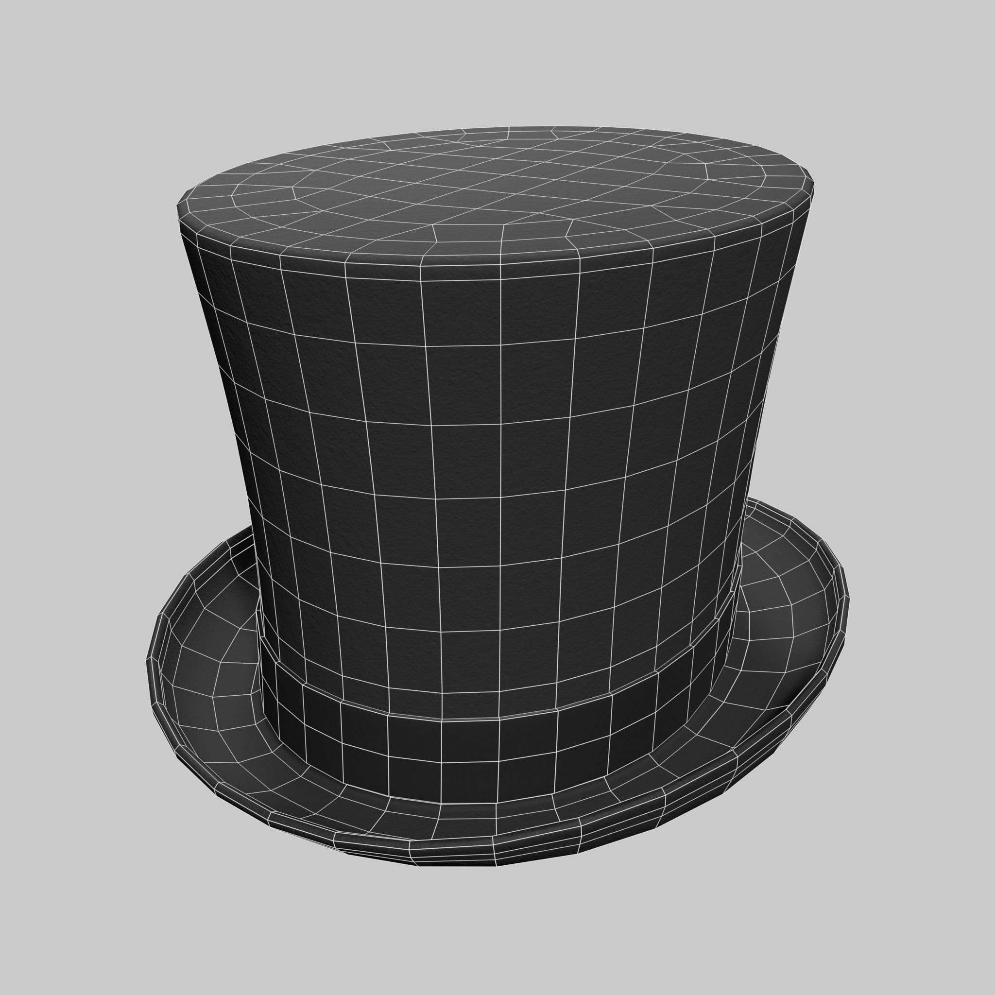 Top Hat Black Classic Low-poly 3D model_10