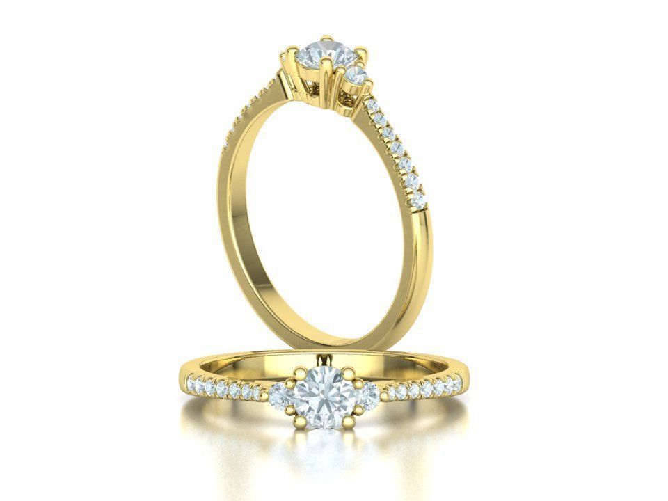 Birgit 3-stone Solitaire Rings Collection 30 pointer stone _24