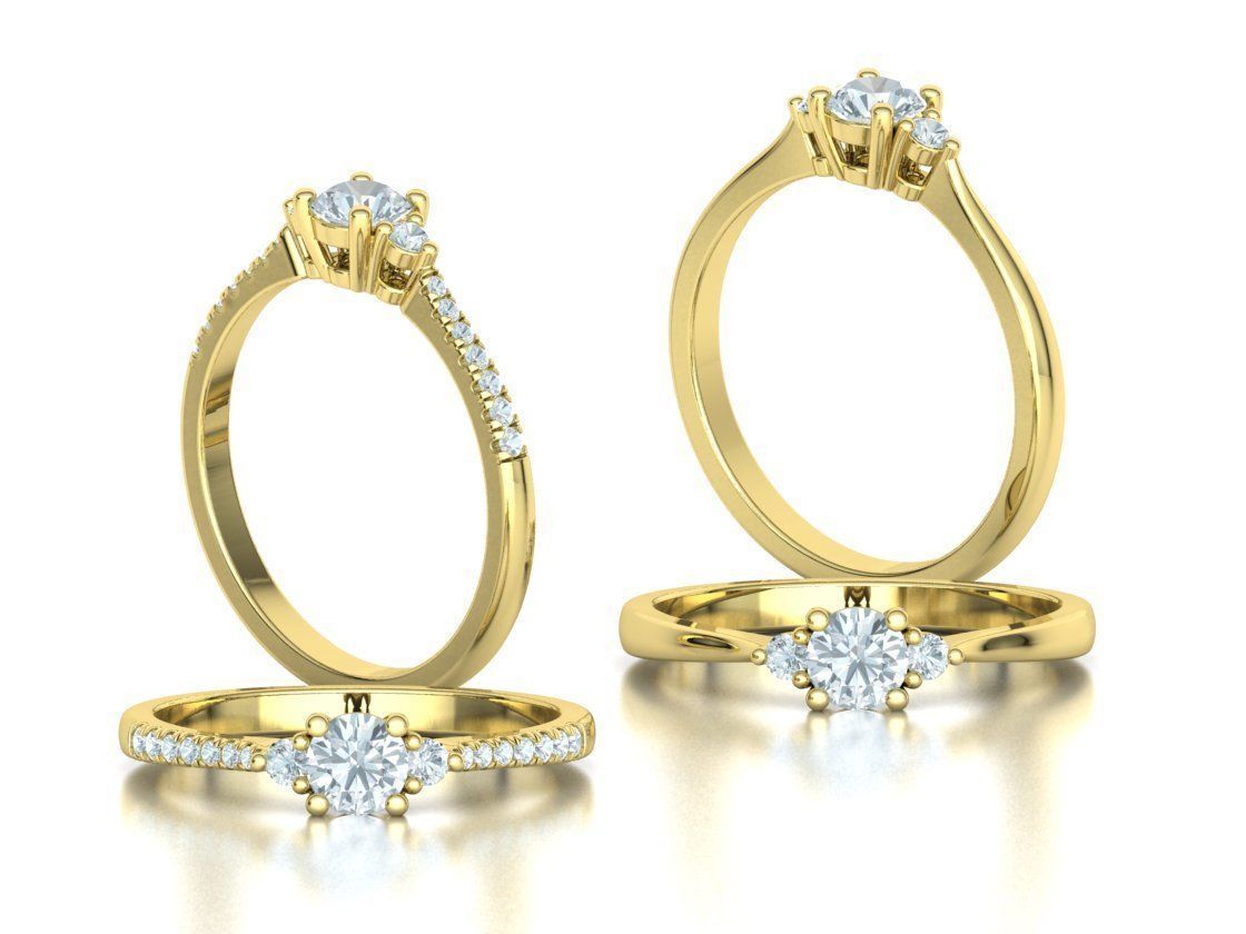 Birgit 3-stone Solitaire Rings Collection 30 pointer stone _3