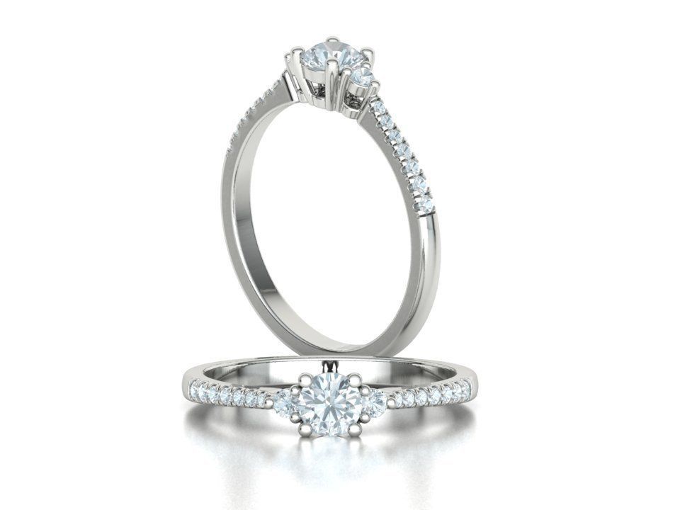 Birgit 3-stone Solitaire Rings Collection 30 pointer stone _25