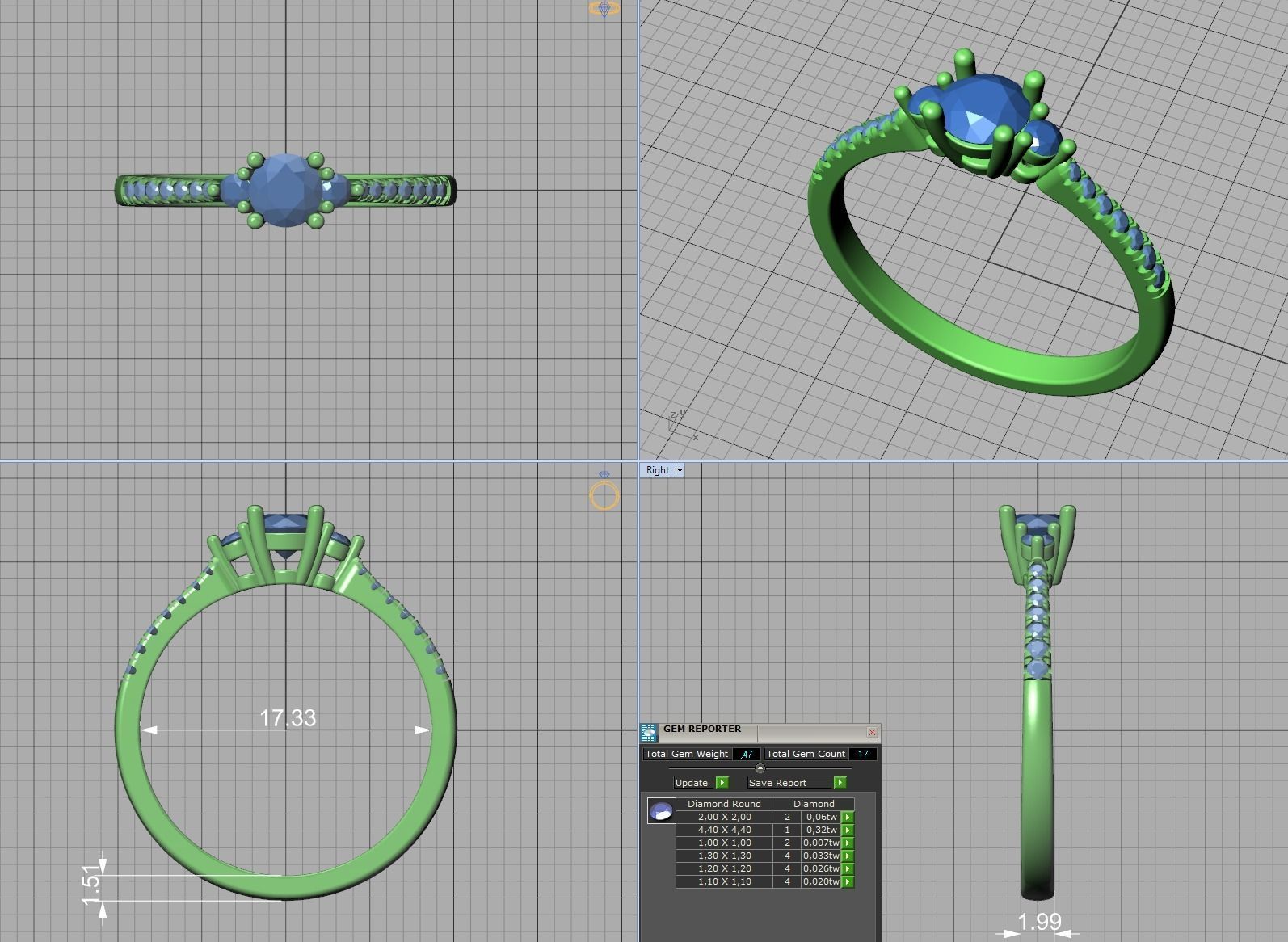 Birgit 3-stone Solitaire Rings Collection 30 pointer stone _29