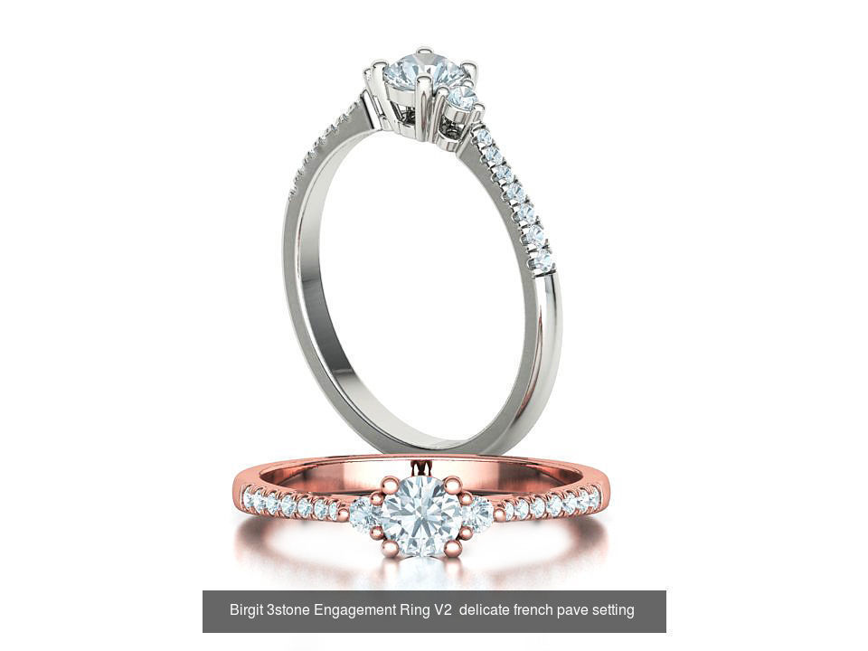 Birgit 3-stone Solitaire Rings Collection 30 pointer stone _7
