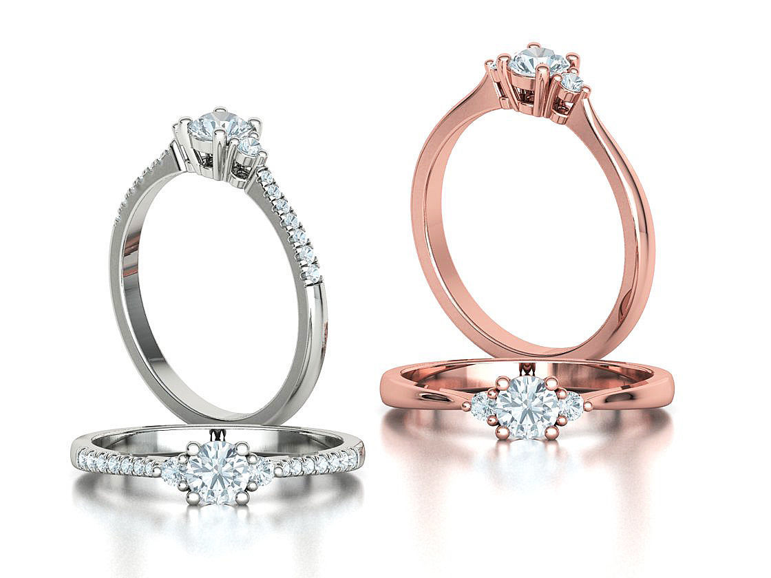Birgit 3-stone Solitaire Rings Collection 30 pointer stone _5