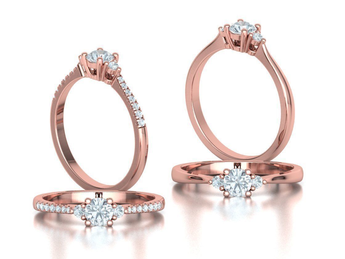 Birgit 3-stone Solitaire Rings Collection 30 pointer stone _2