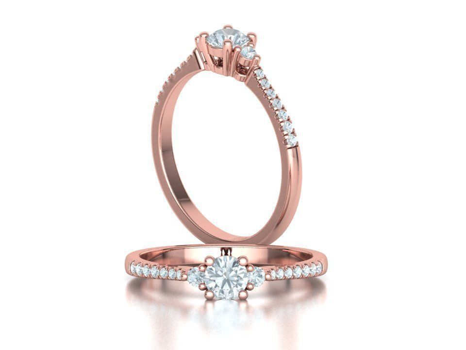 Birgit 3-stone Solitaire Rings Collection 30 pointer stone _23