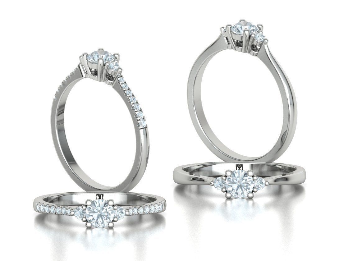 Birgit 3-stone Solitaire Rings Collection 30 pointer stone _4