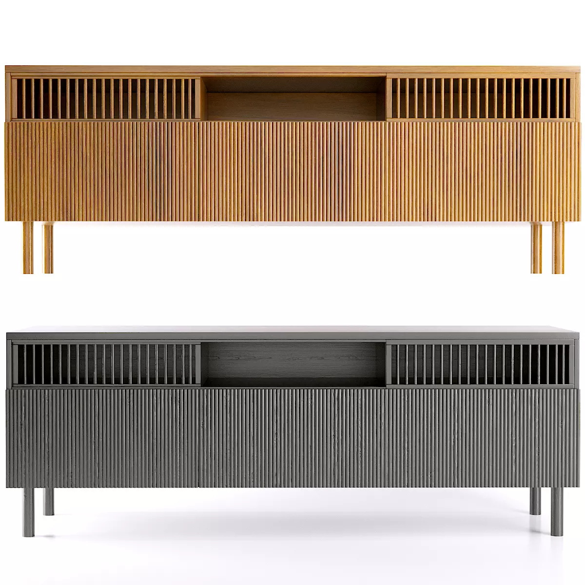 Oak TV cabinet BILBAO LA REDOUTE 3D model