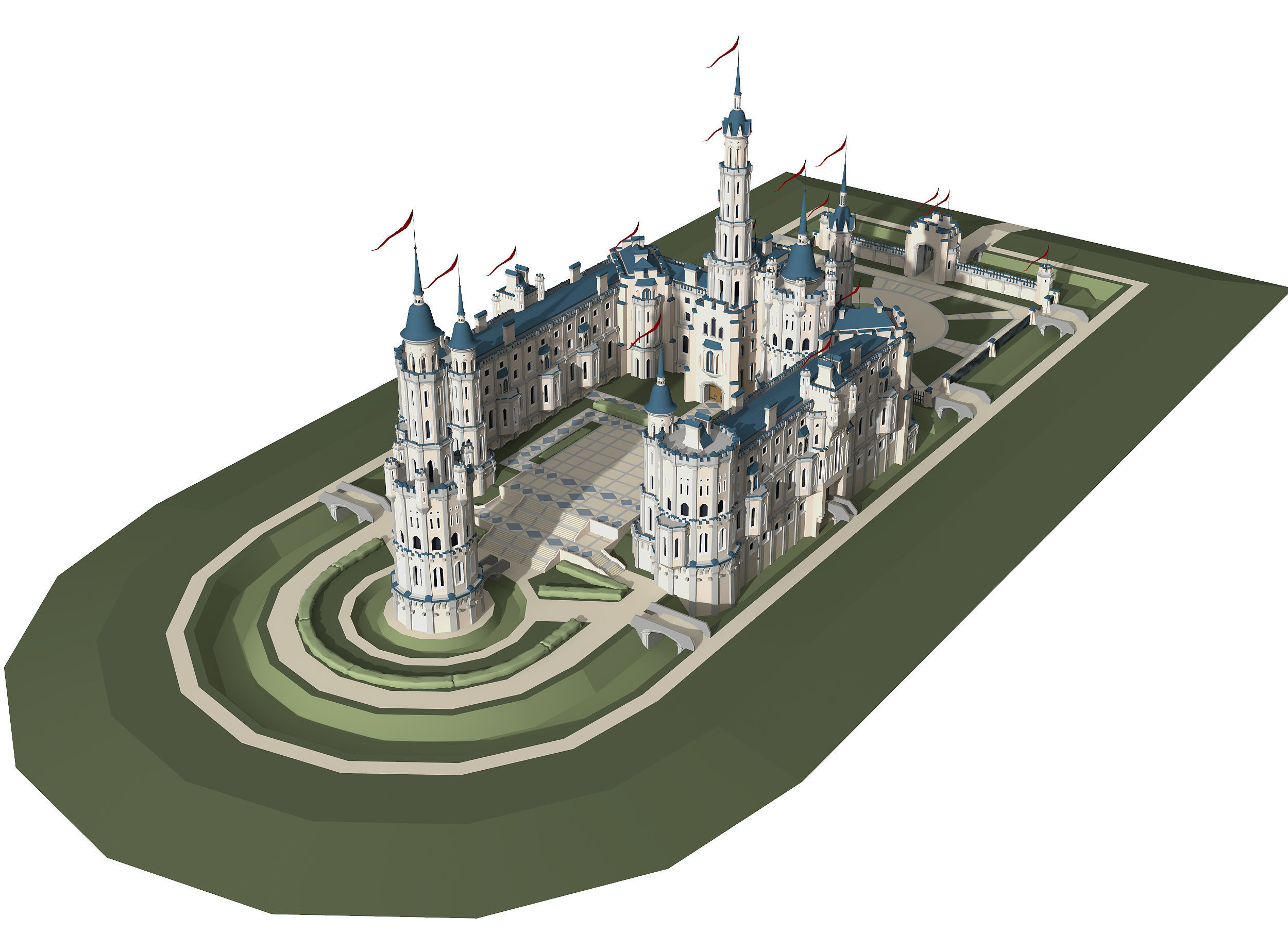Castle Fortress Fantasy low-poly Low-poly 3D model