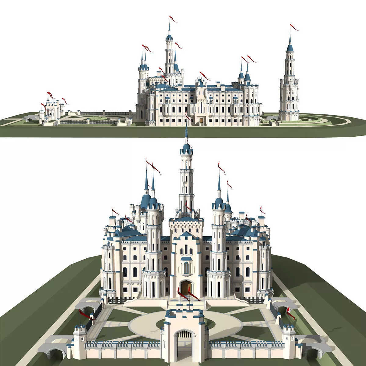 Castle Fortress Fantasy Low-poly 3D model