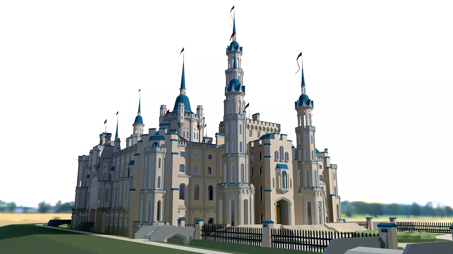 Castle Low-poly 3D model_0