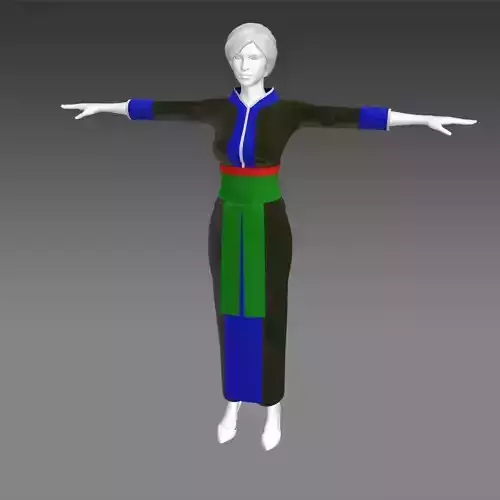 Hmong girl pants outfit for cartoon 3d animation 