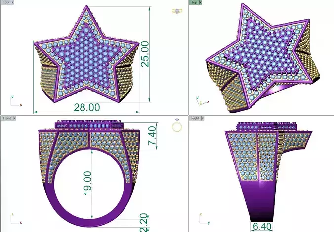 Star Ring Size US 9 or France 60