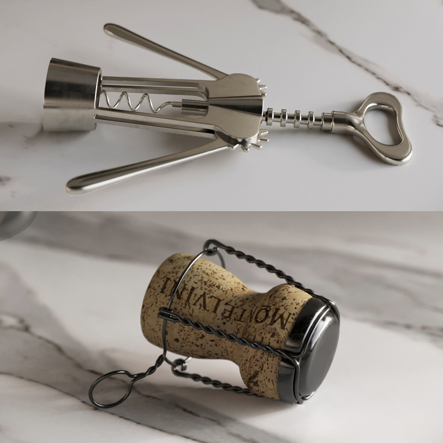 Wine Set corkscrew and bottle opener 3D model_6