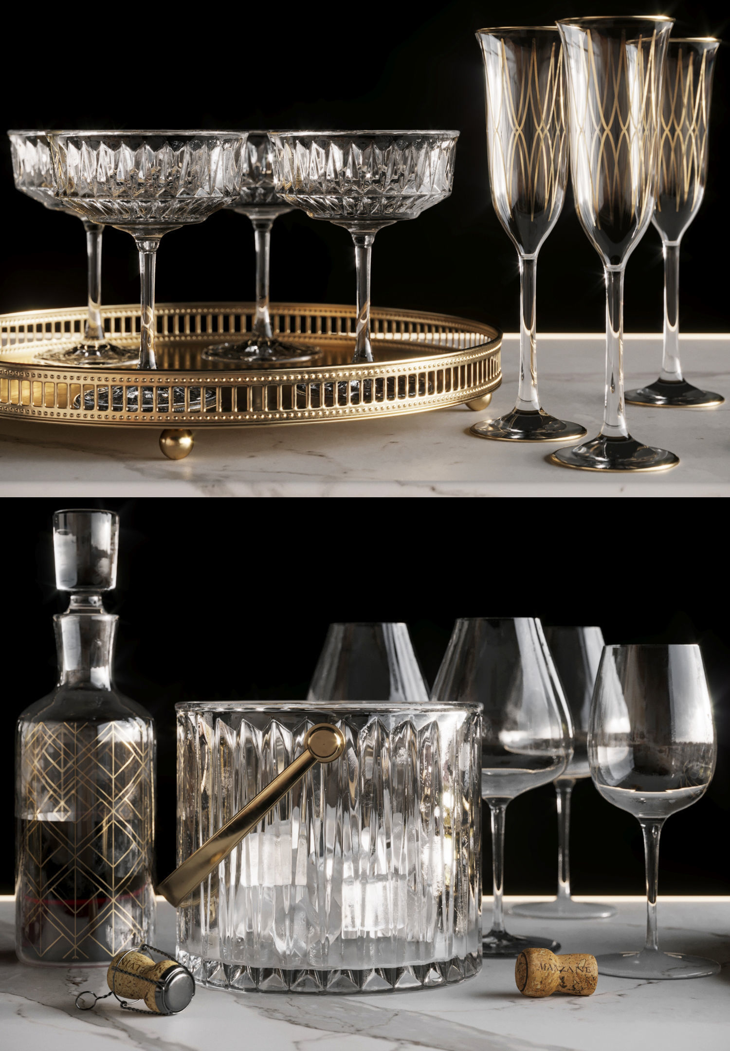 Wine Set corkscrew and bottle opener 3D model_5