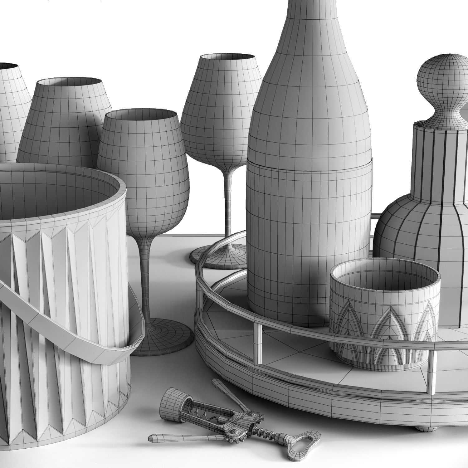 Wine Set corkscrew and bottle opener 3D model_7