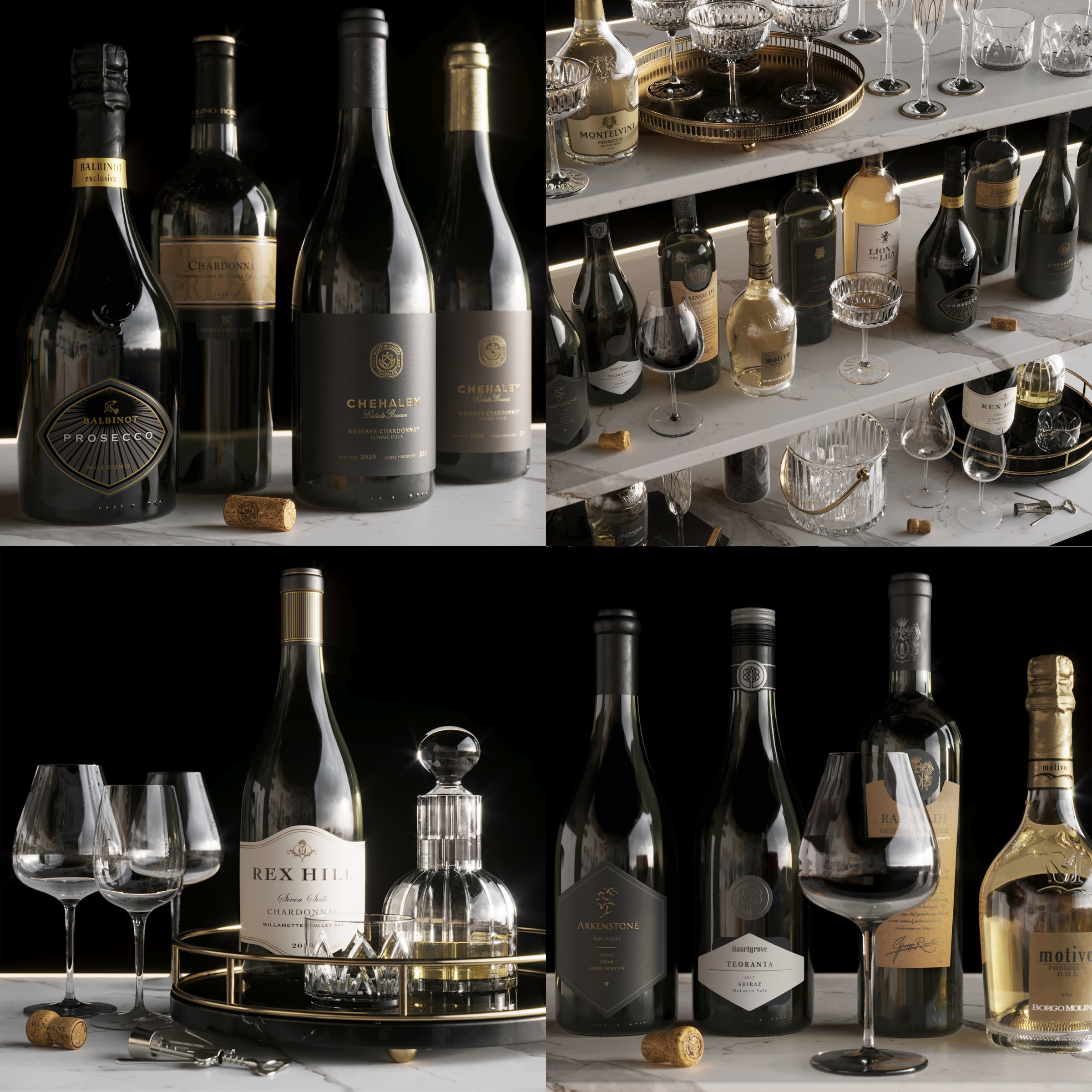 Wine Set corkscrew and bottle opener 3D model_3