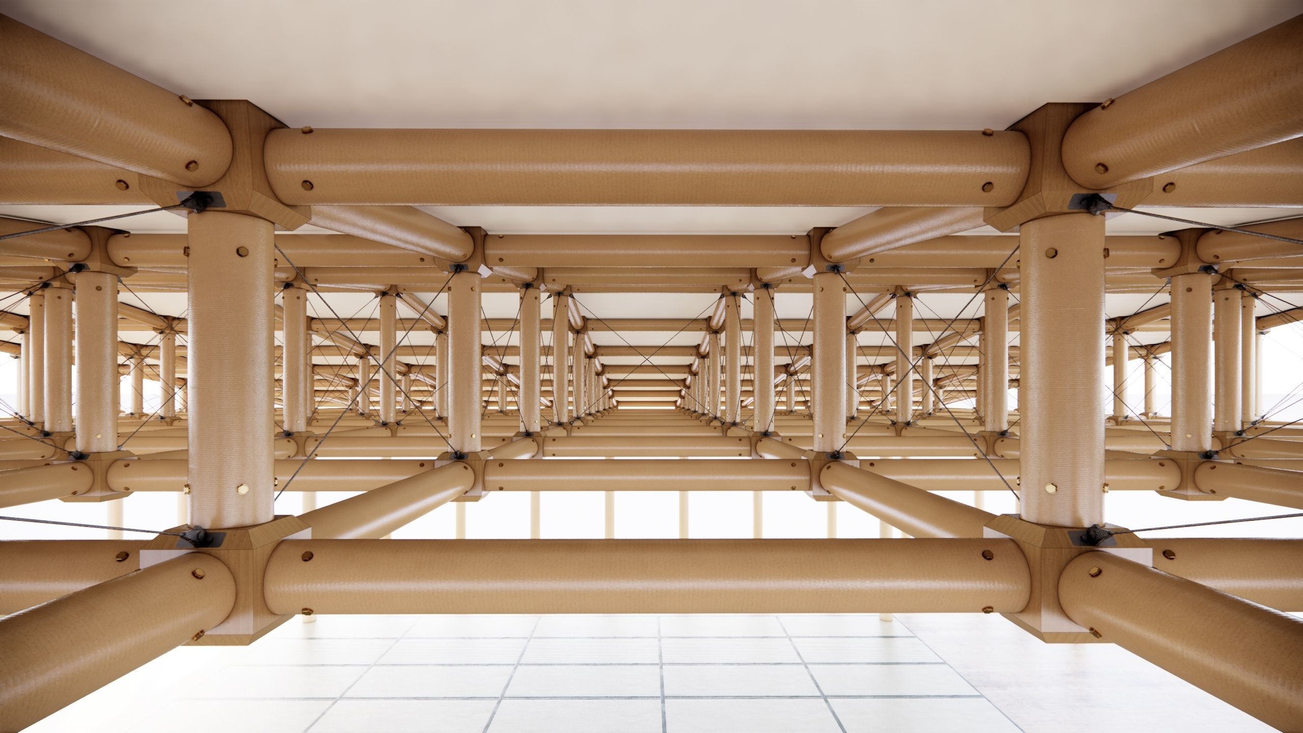 Paper structure Dojo - Shigeru Ban style 3D model_10