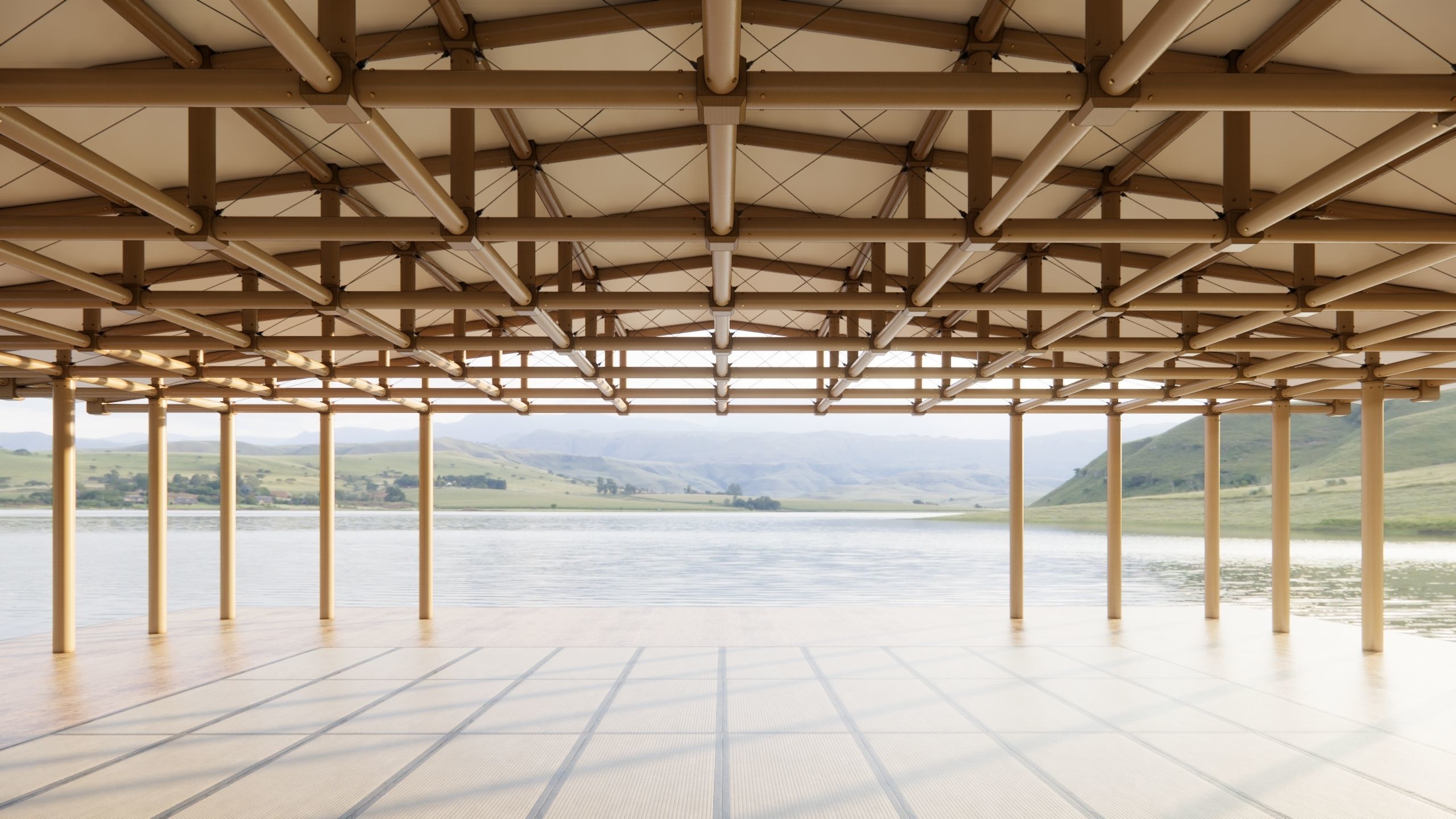 Paper structure Dojo - Shigeru Ban style 3D model_14