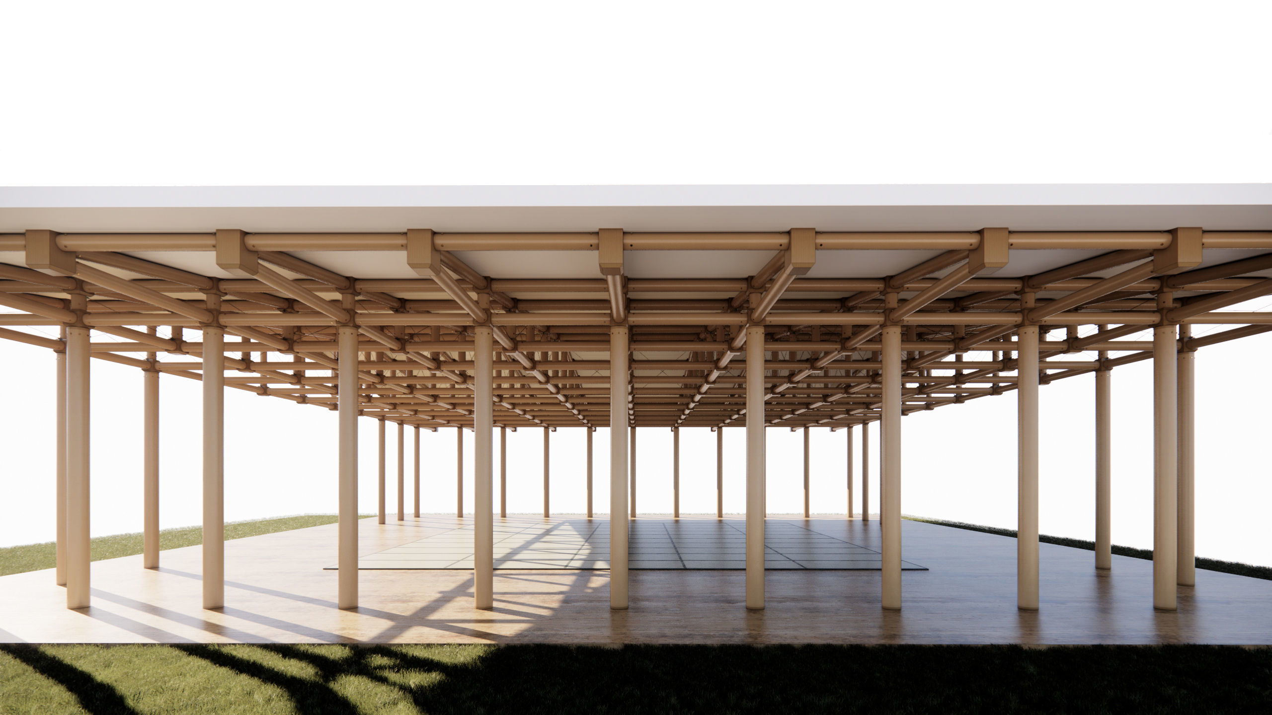 Paper structure Dojo - Shigeru Ban style 3D model_4