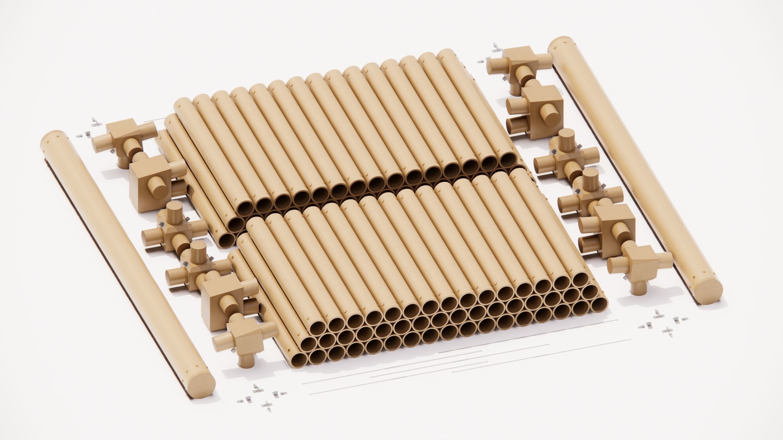 Paper structure Dojo - Shigeru Ban style 3D model_1