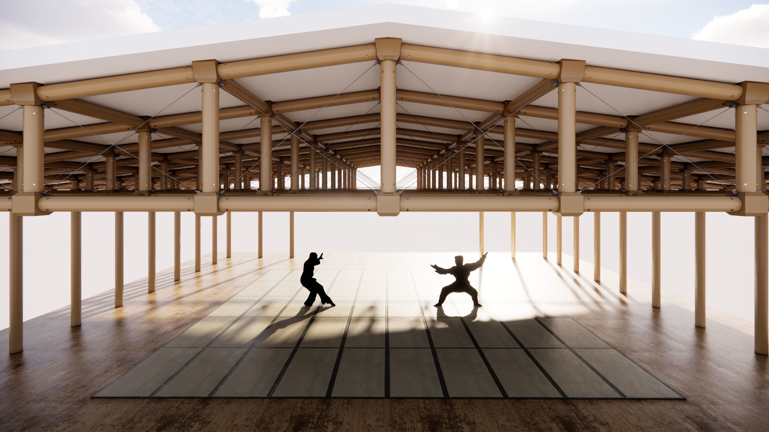 Paper structure Dojo - Shigeru Ban style 3D model_13