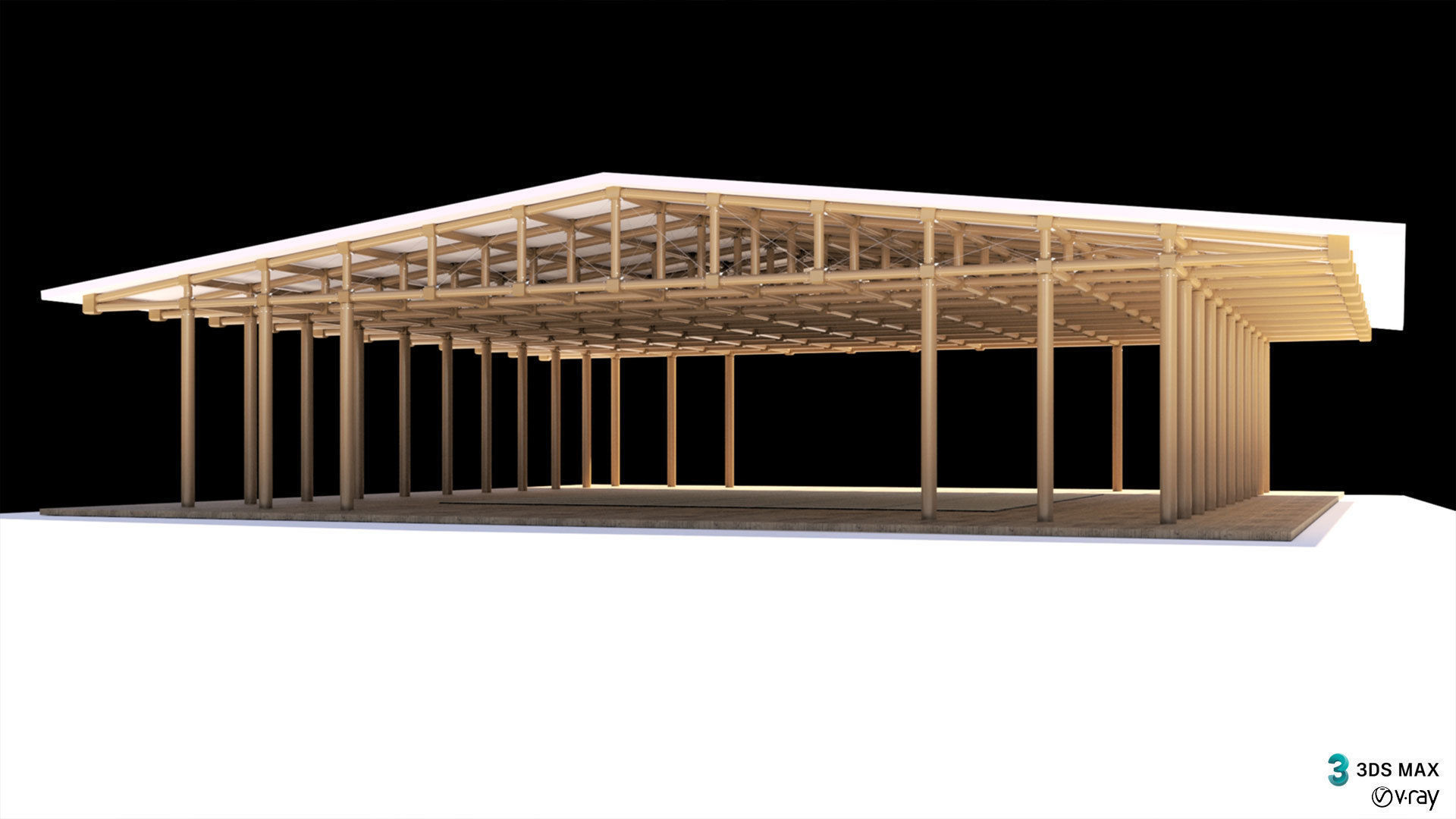 Paper structure Dojo - Shigeru Ban style 3D model_18