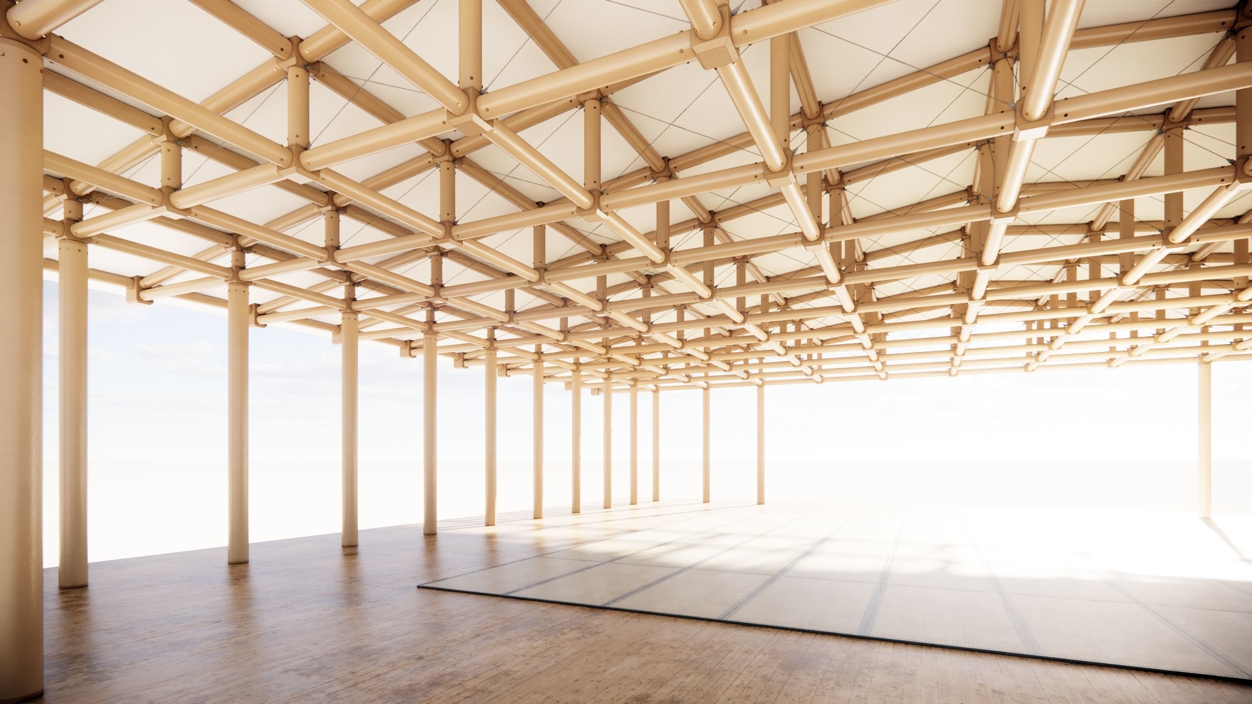 Paper structure Dojo - Shigeru Ban style 3D model_5