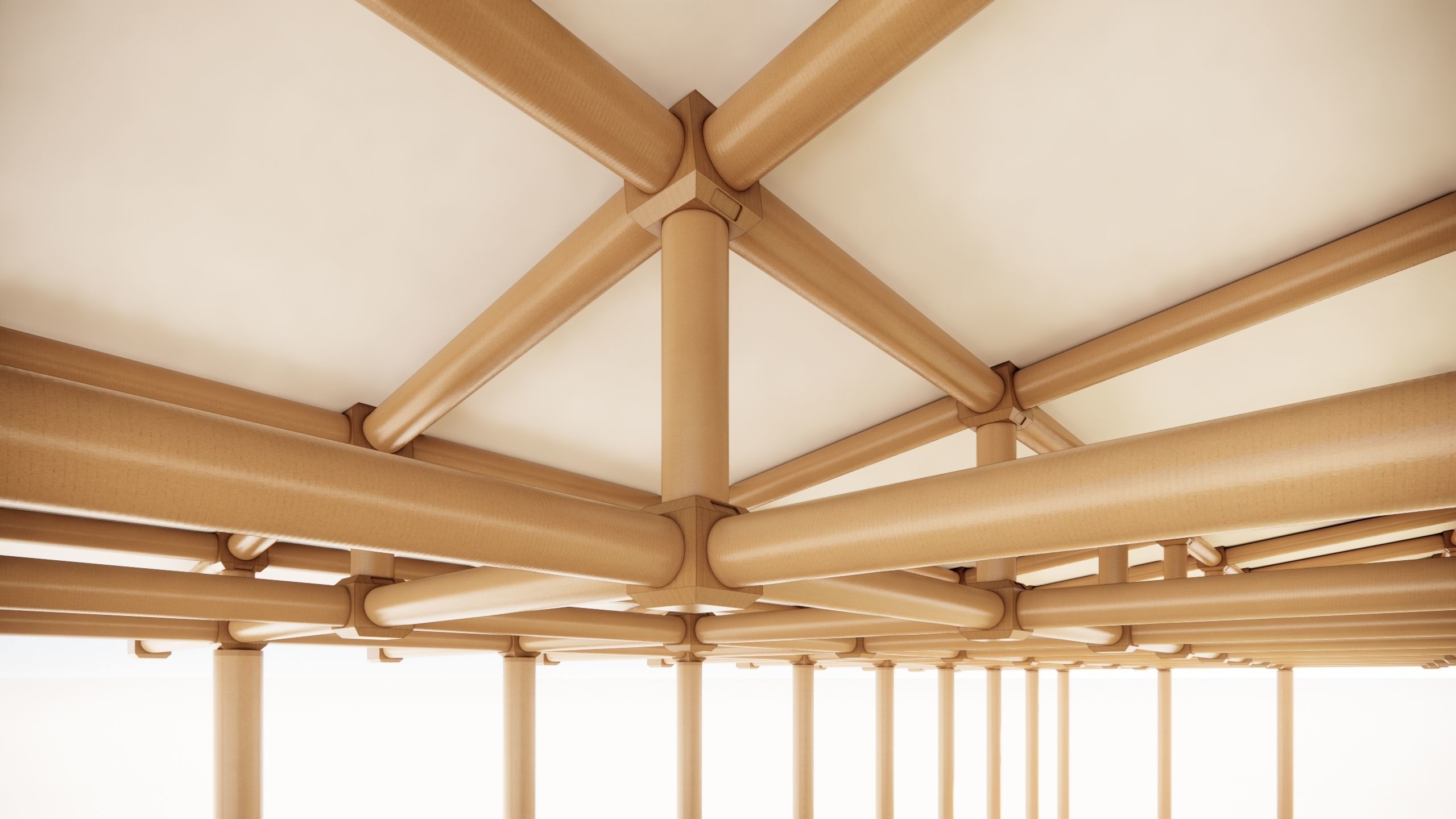 Paper structure Dojo - Shigeru Ban style 3D model_7