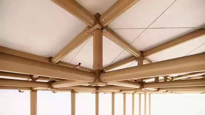 Paper structure Dojo - Shigeru Ban style 3D model