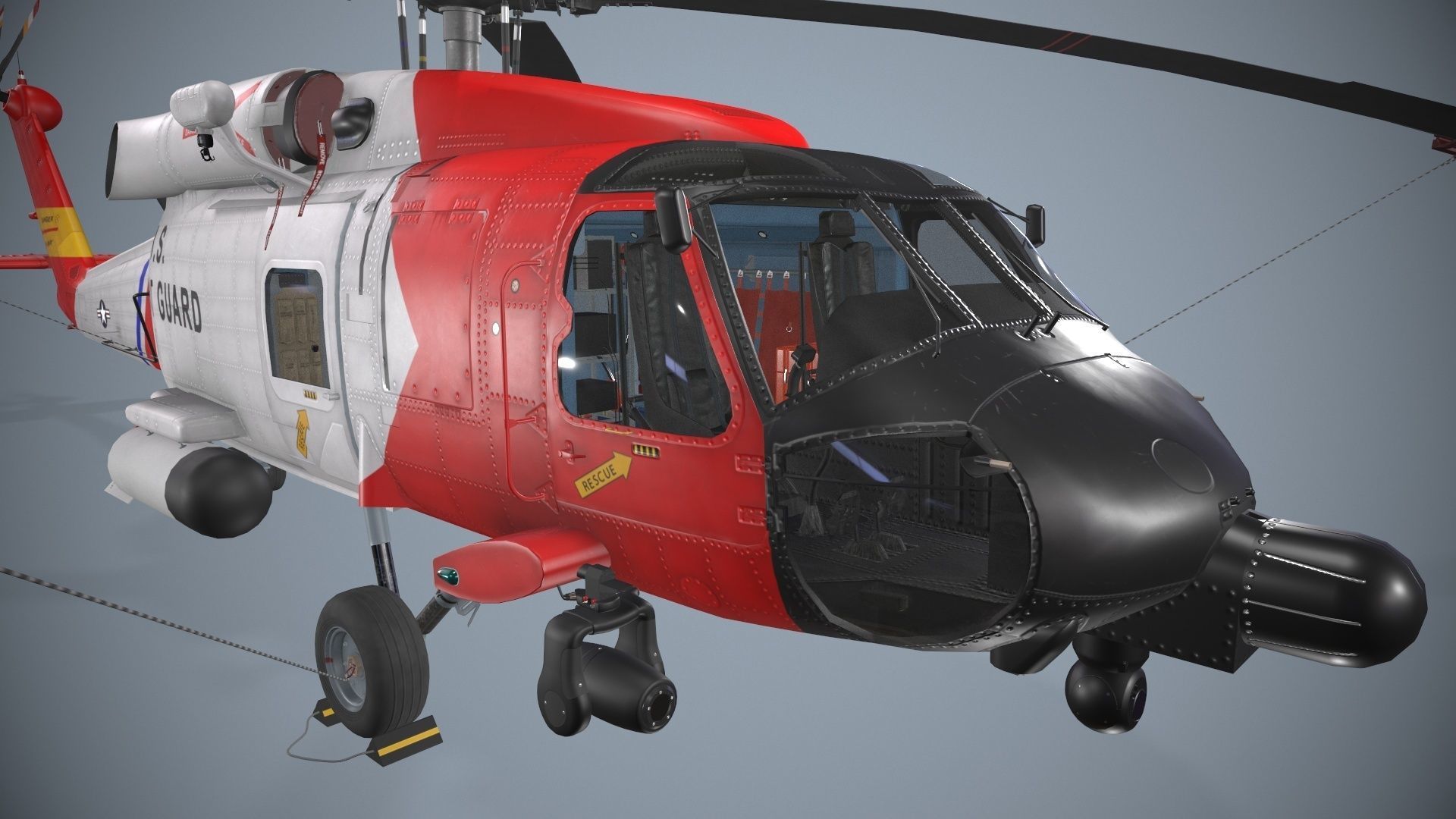 Sikorsky MH-60J Jay Hawk Static Low-poly 3D model_5