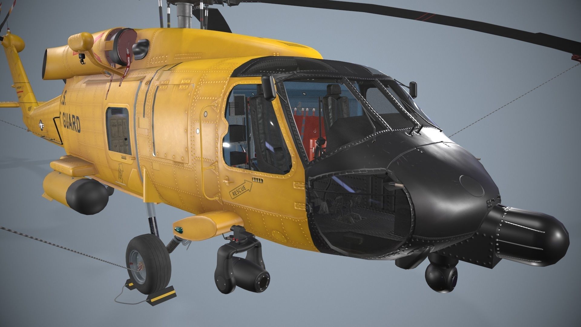 Sikorsky MH-60T Jay Hawk Static Low-poly 3D model_6