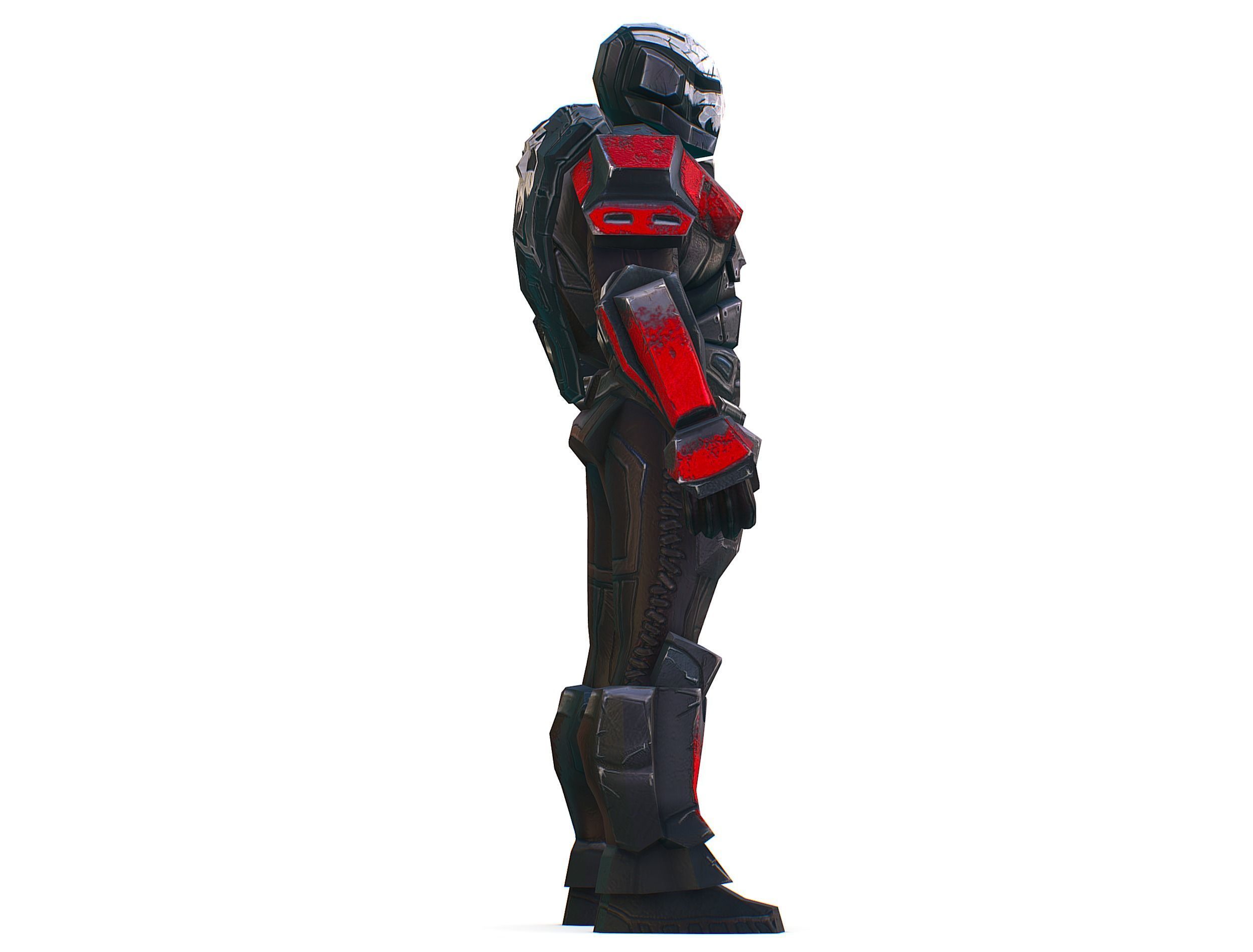 Man Cyborg  Trooper Soldier Low-poly 3D model_9