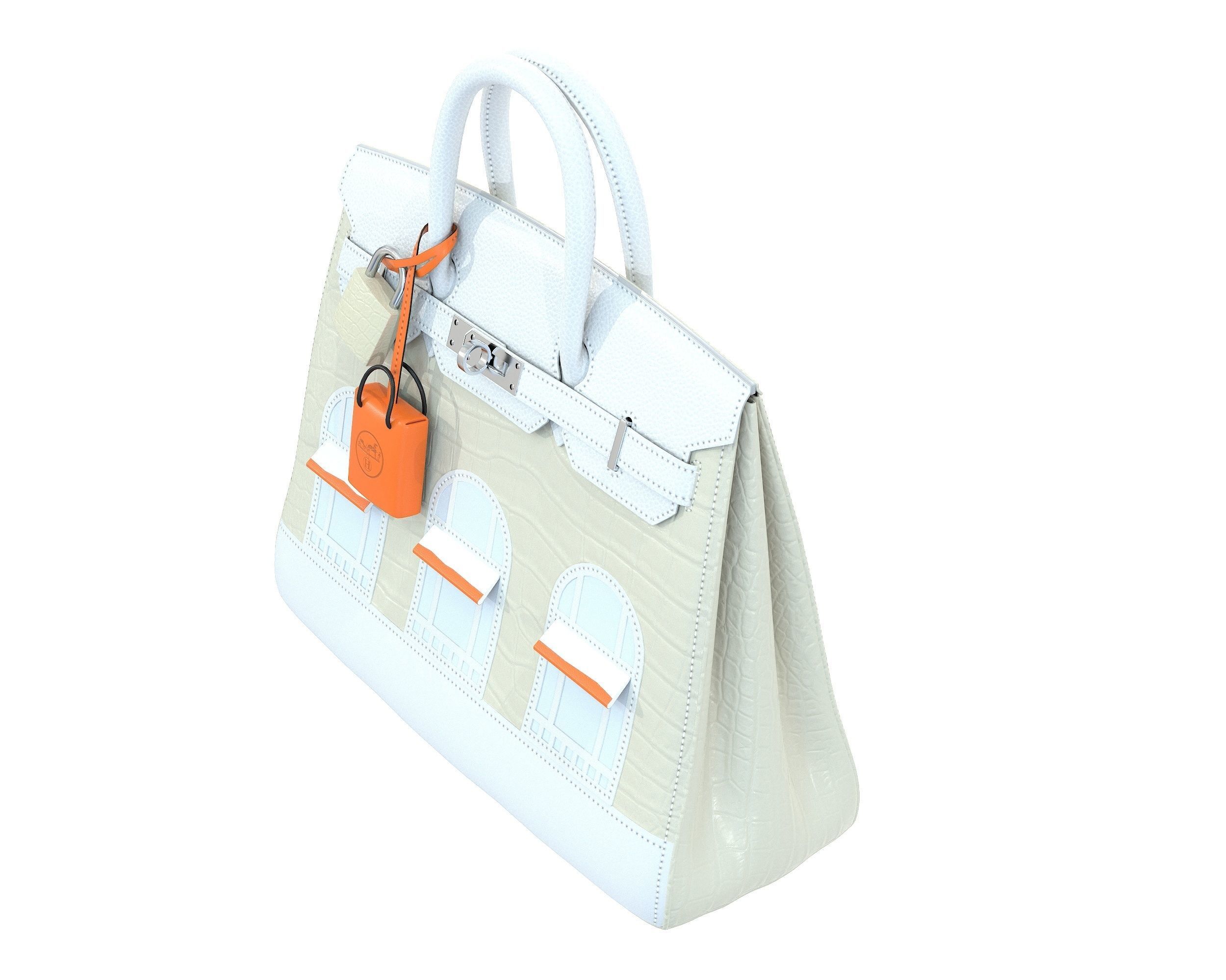 Hermes Birkin Faubourg Bag Cream Low-poly 3D model_7
