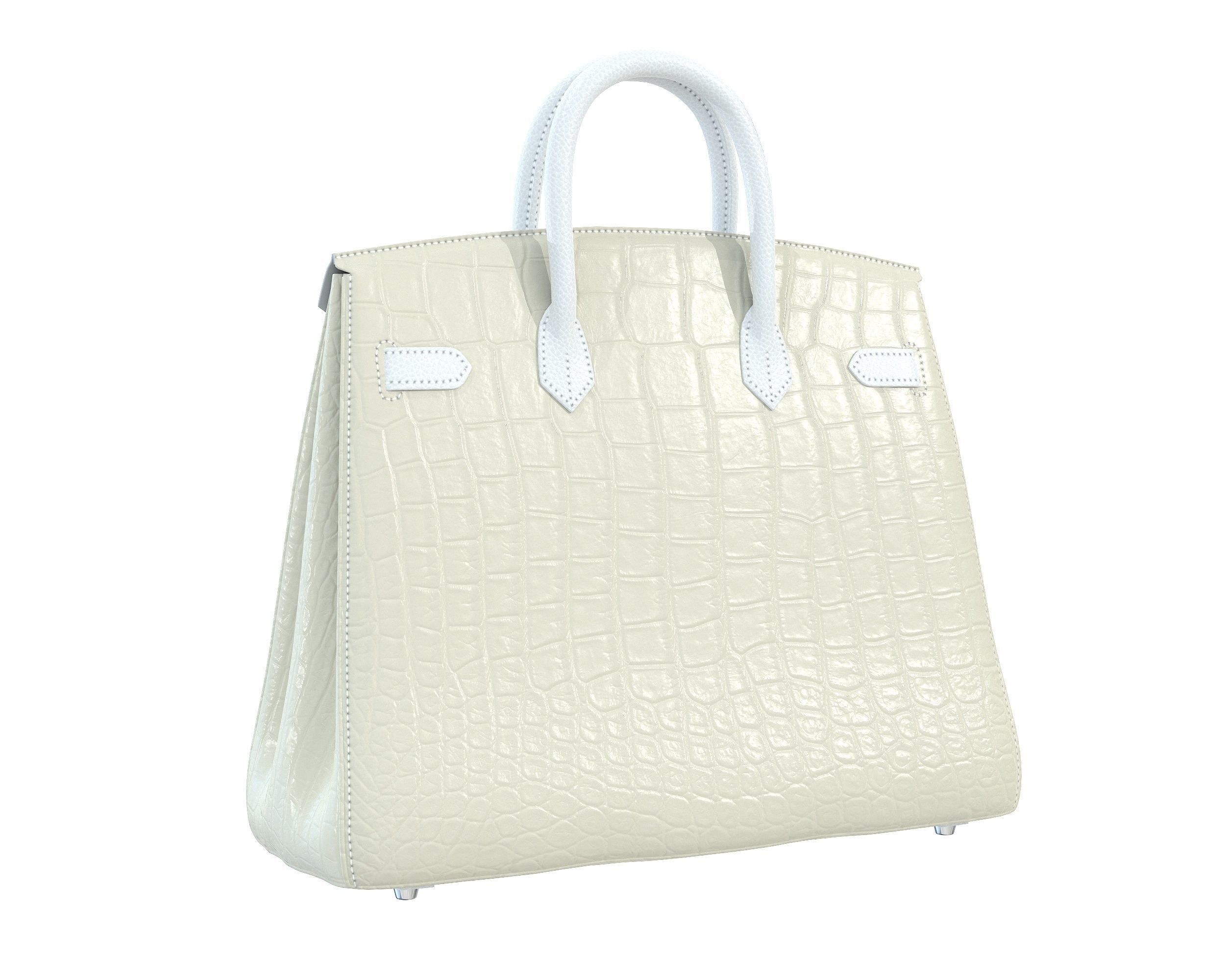 Hermes Birkin Faubourg Bag Cream Low-poly 3D model_8