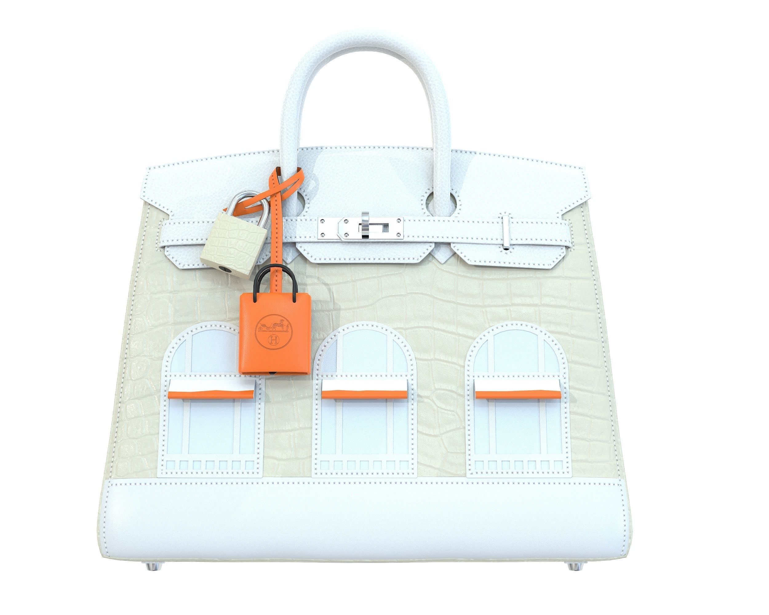 Hermes Birkin Faubourg Bag Cream Low-poly 3D model_6