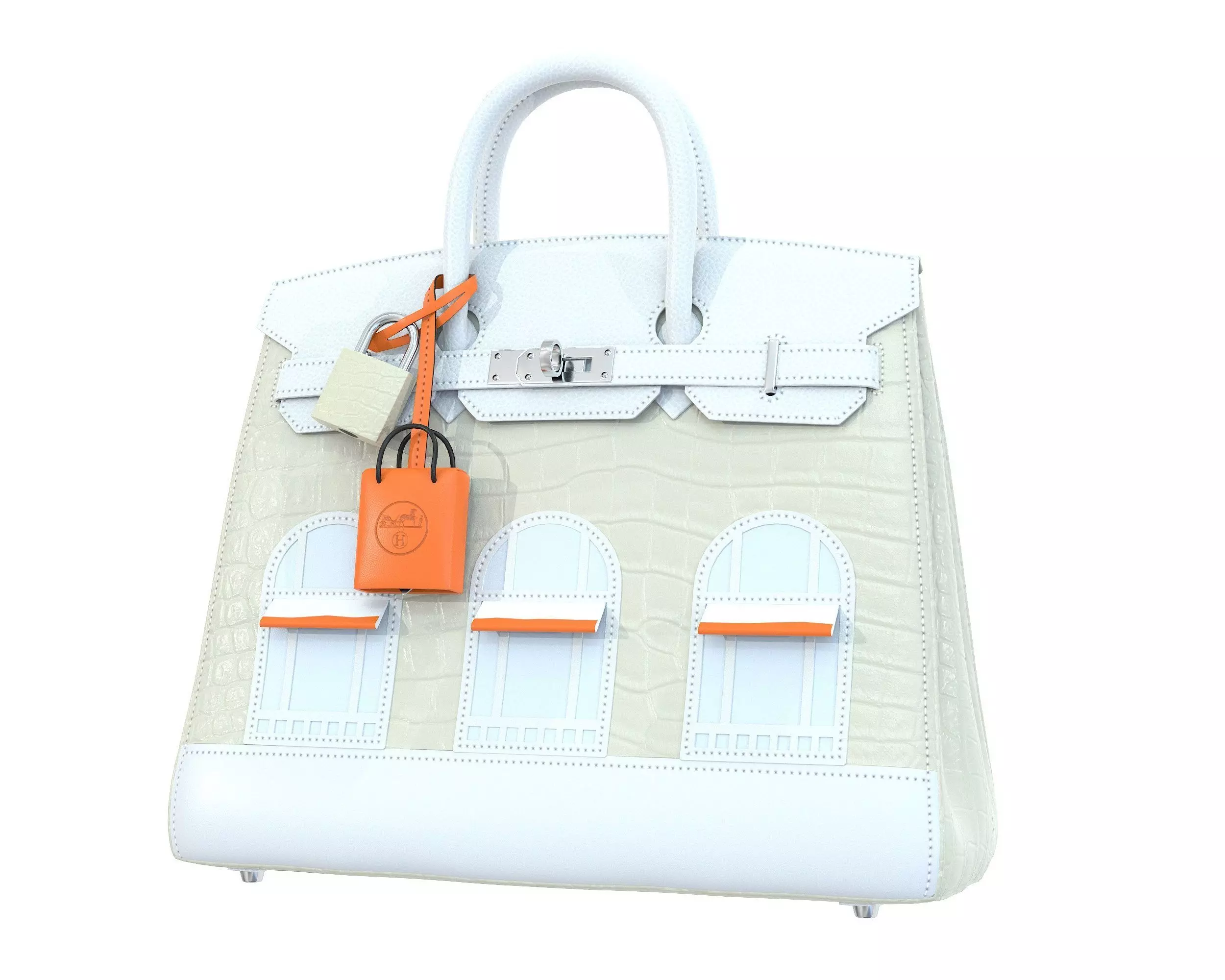 Hermes Birkin Faubourg Bag Cream Low-poly 3D model_0