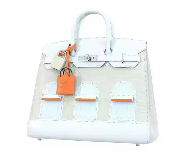 Hermes Birkin Faubourg Bag Cream Low-poly 3D model Hermes Birkin Faubourg Bag Cream Low-poly 3D model